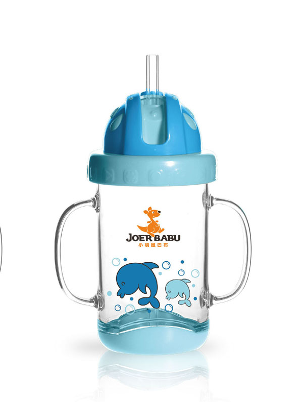 小袋鼠巴布晶透學(xué)飲杯260ml藍色
