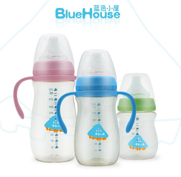 藍(lán)色小屋寬口PPSU弧形奶瓶