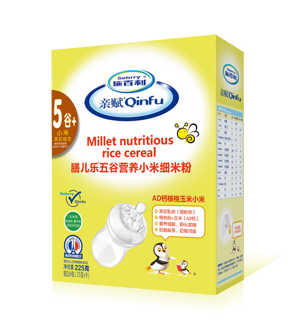 施百利親賦膳兒樂(lè)五谷營(yíng)養(yǎng)小米細(xì)米粉-AD鈣核桃玉米小米盒裝