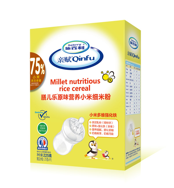 施百利親賦膳兒樂(lè)原味營(yíng)養(yǎng)小米細(xì)米粉-小米多維強(qiáng)化鐵盒裝