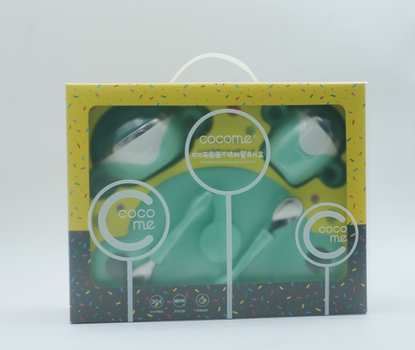 可可萌親子餐具 橙色圈圈不銹鋼碗 綠色