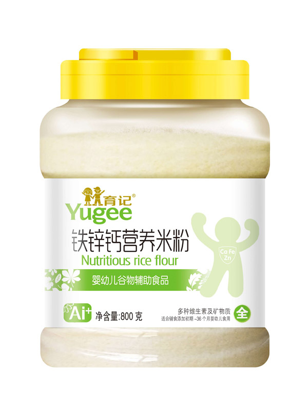 育記鐵鋅鈣營養(yǎng)米粉800克透明桶裝