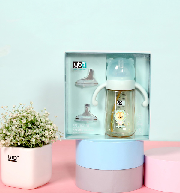 有貝PPSU寬口徑自動奶瓶套裝 藍(lán)色