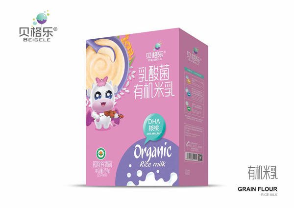 貝格樂乳酸菌有機(jī)米乳-DHA核桃 盒裝