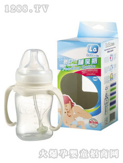 樂樂寶貝寬口徑帶手柄吸管PP奶瓶