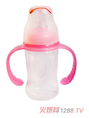 親恩4安標(biāo)口徑花型雙柄PP奶瓶（粉紅）