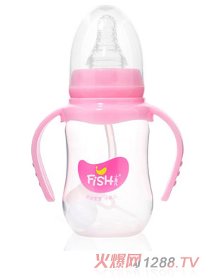 小魚兒PP雙柄自動(dòng)奶瓶150ml粉色