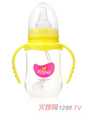 小魚兒PP雙柄自動(dòng)奶瓶150ml黃色