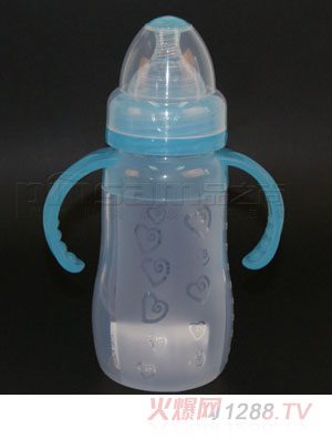 品尚寬口徑帶柄硅膠奶瓶240ML