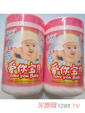 清花潤(rùn)嬰兒桶裝濕巾80片