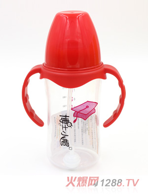 博士小帽PP有柄自然親子寬口自動(dòng)奶瓶240ml紅色