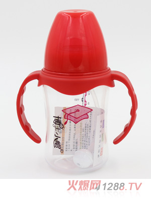 博士小帽PP有柄自然親子寬口自動(dòng)奶瓶180ml紅色