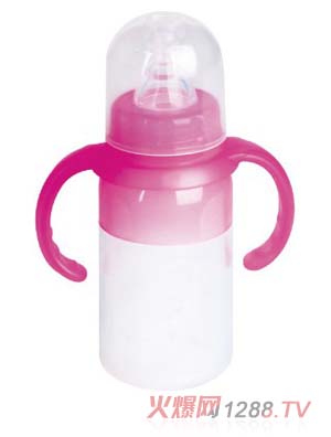 培貝硅膠直身標(biāo)口徑帶柄自動奶瓶110ml