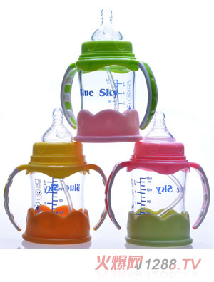 富嬰坊防爆玻璃奶瓶150ML三色