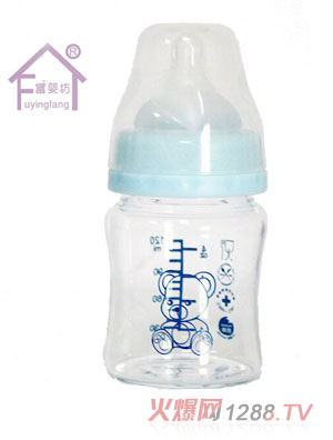 富嬰坊高硼硅寬口150mL玻璃奶瓶藍(lán)色
