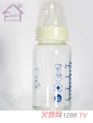 富嬰坊高硼硅標(biāo)口120mL玻璃奶瓶黃色