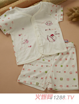 金色小魚麻塞爾纖維單面小魚短袖桃開(kāi)套