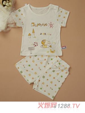 金色小魚麻塞爾纖維單面小魚短袖肩開(kāi)套