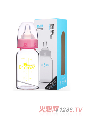 格林博士標口玻璃奶瓶120ML紅色