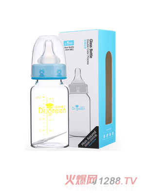格林博士標口玻璃奶瓶120ML藍色