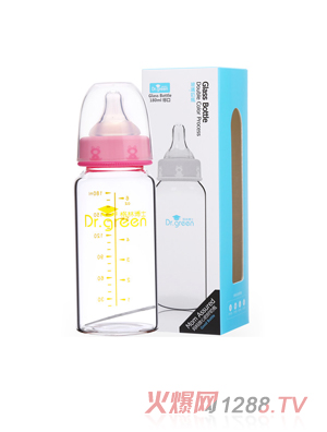 格林博士標口玻璃奶瓶180ML紅色