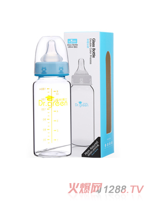 格林博士標口玻璃奶瓶180ML藍色