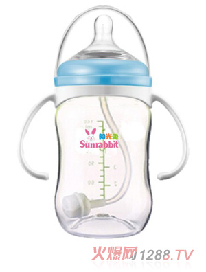 陽光兔160ML寬口tritan奶瓶藍色