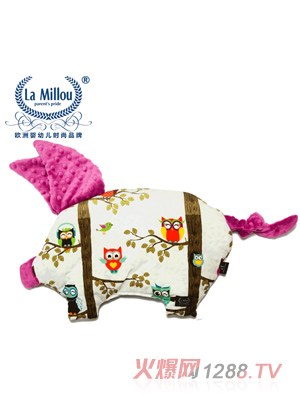 拉米洛樹(shù)屋貓頭鷹小豬枕粉嫩糖果綠