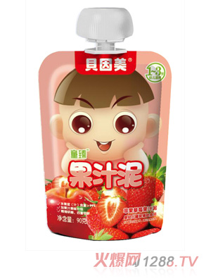 貝因美童臻蘋(píng)果草莓果汁泥