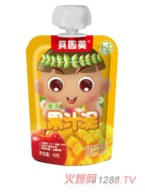 貝因美童臻蘋(píng)果香芒果果汁泥