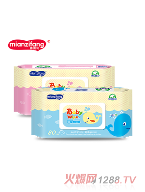 棉姿坊小鯨魚(yú)嬰兒手口濕巾80片