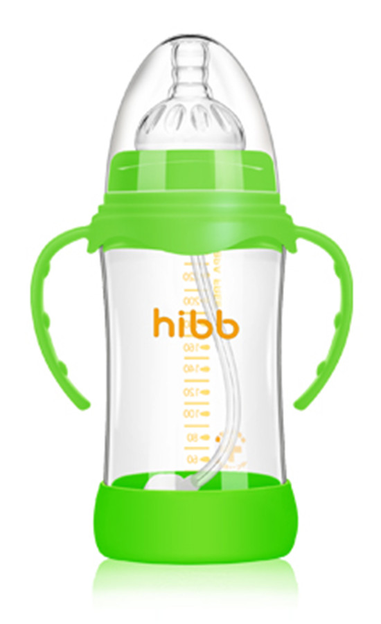 浩一貝貝防摔自動玻璃奶瓶綠色240ml